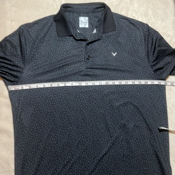 Callaway Men's Opti-Dri Polo Shirt - Navy with tiny Golf Flag Print sz M - Picture 8 of 9